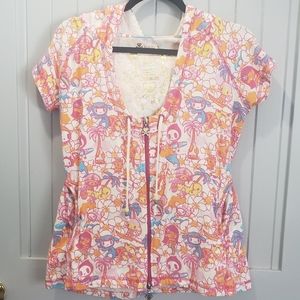 NWOT Tokidoki short sleeve colorful Zip-Up Hoodie